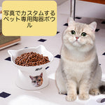 【猫耳デザイン】オリジナル似顔絵と名前が入る ✨ペット 猫 犬 用品ペットフードボウル 食器