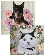 「ペットカスタマイズ」木製の額縁／ペットの写真用額縁｜ペットの犬／猫の記念用生花 手作り